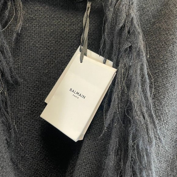 Balmain Pristine Tie Up Poncho Belt and Fringe Black 34 US 2 PRISTINE - Picture 5 of 8